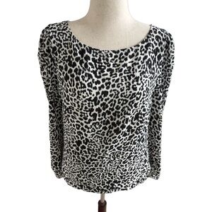 WHBM- Black and White Animal Print Blouse -size 10